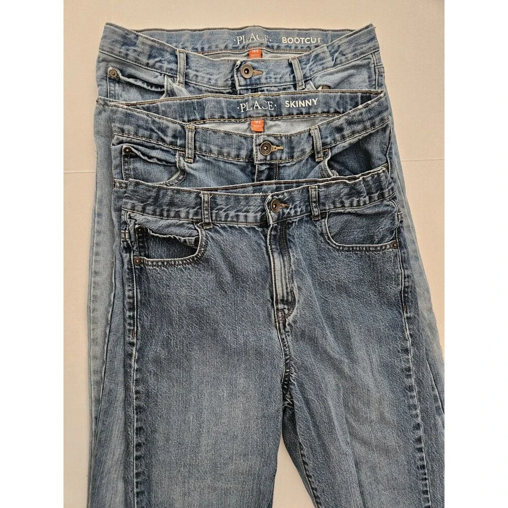The Children's Place Lot Of 3 Sz 18 Slim Jeans Adjustable Waists Skny, Str, & BC